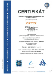 Certifikát ISO 27001_2014 CZ